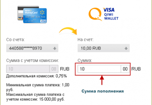 Перевод с карты Visa на QIWI