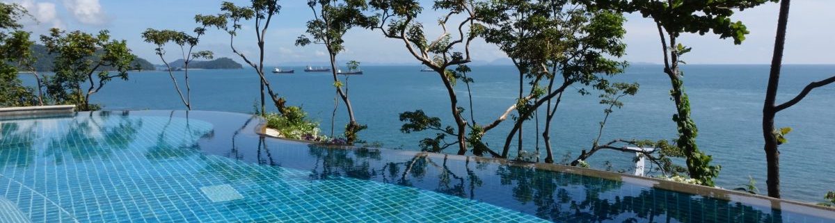 Infinity pool with view out over ocean