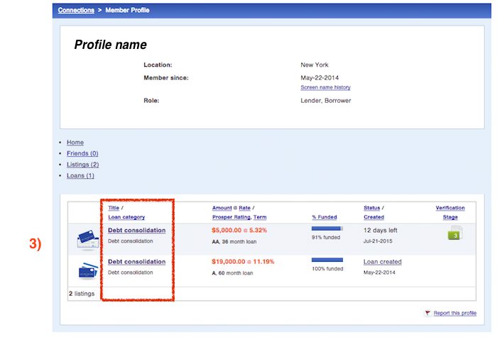 Prosper member profile