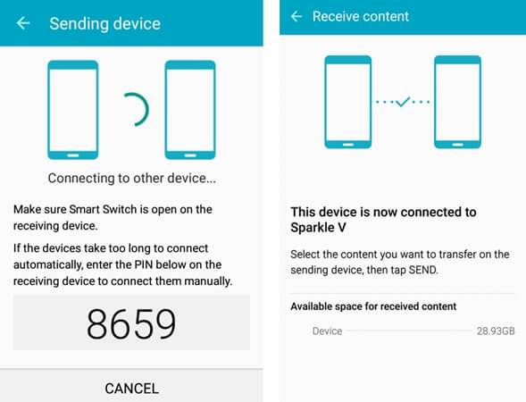 connect iphone and samsung phone