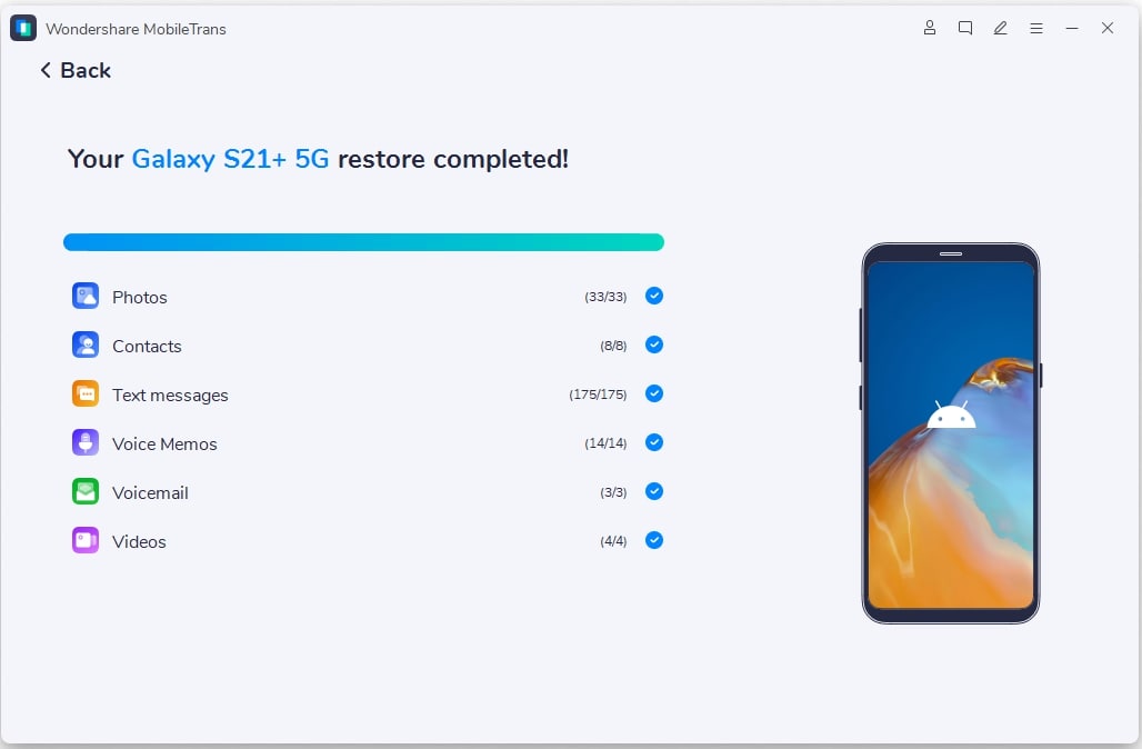 iphone to samsung transfer complete