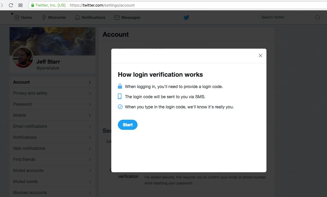 [ Twitter Login Verification - Start Screen ]