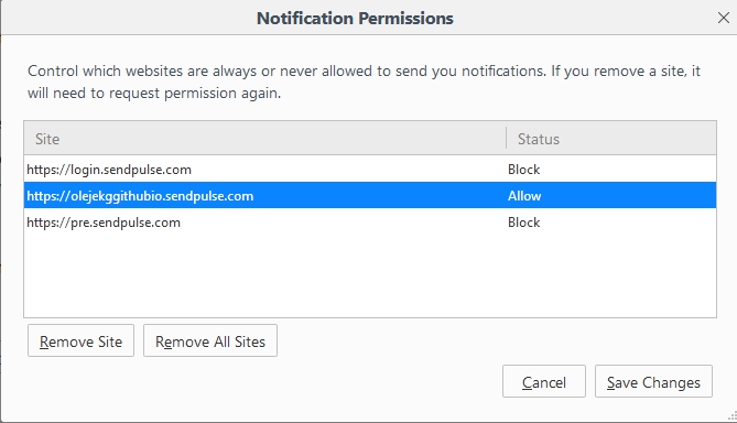 Enable or disable push notifications