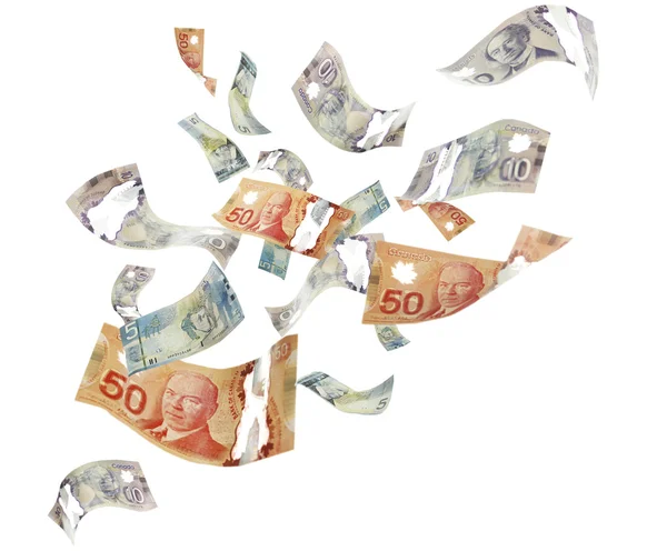 Канадские доллары, изолированные на белом фоне — стоковое фото