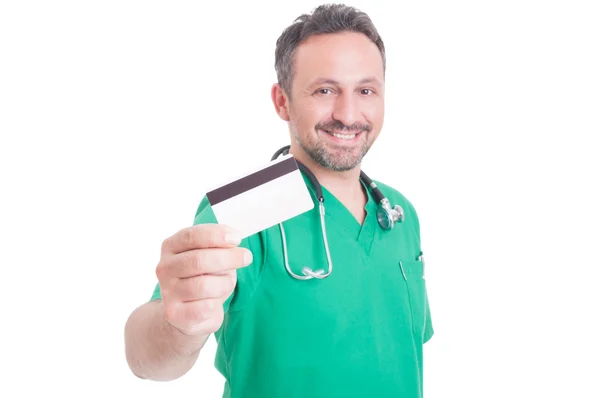 Платное безопасной с помощью кредитной карты на медицинские услуги — стоковое фото