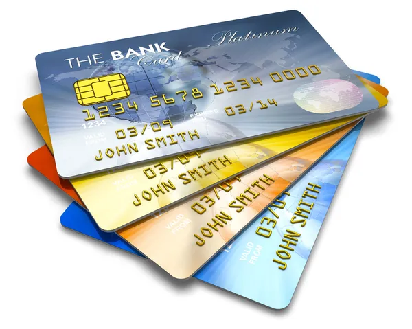 Набор цветных кредитных карт — стоковое фото