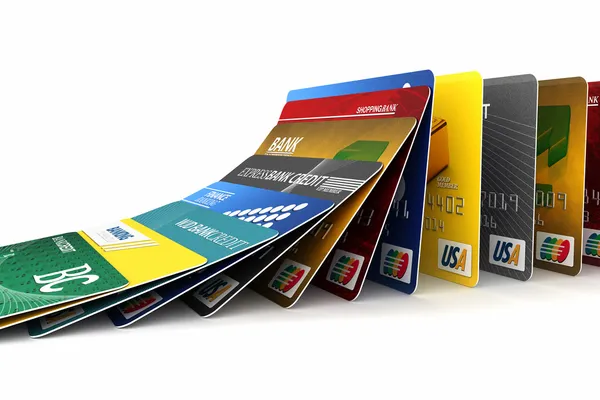 Падение кредитные карты — стоковое фото