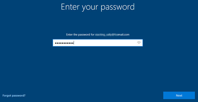Enter your Microsoft password