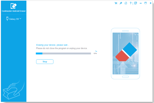 start erasing contacts and other files from android phone with samsung eraser