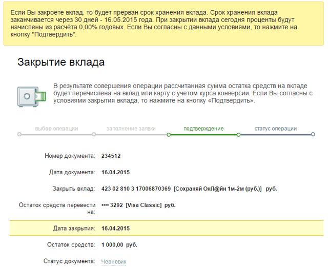 Пошаговая инструкция закрытия вклада в Сбербанк Онлайн