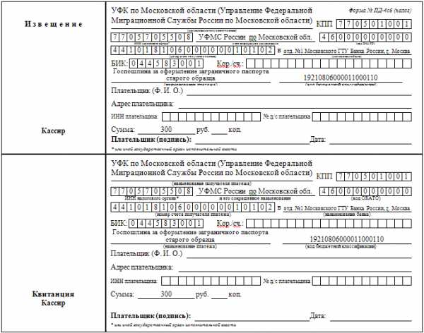 Квитанция на оплату госпошлины на паспорта